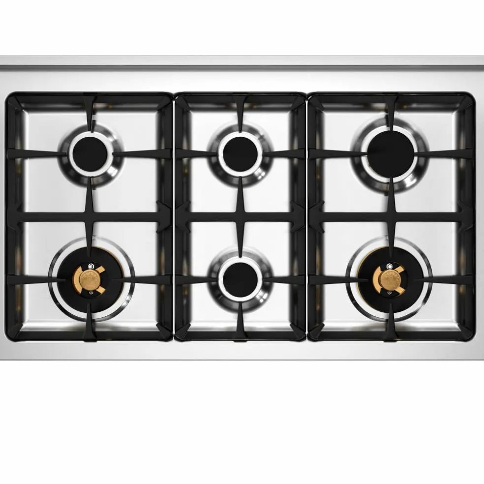 PRO106L2EROT2 Professional gasspis 100 cm med 6 brännare och 2 ugnar, röd
