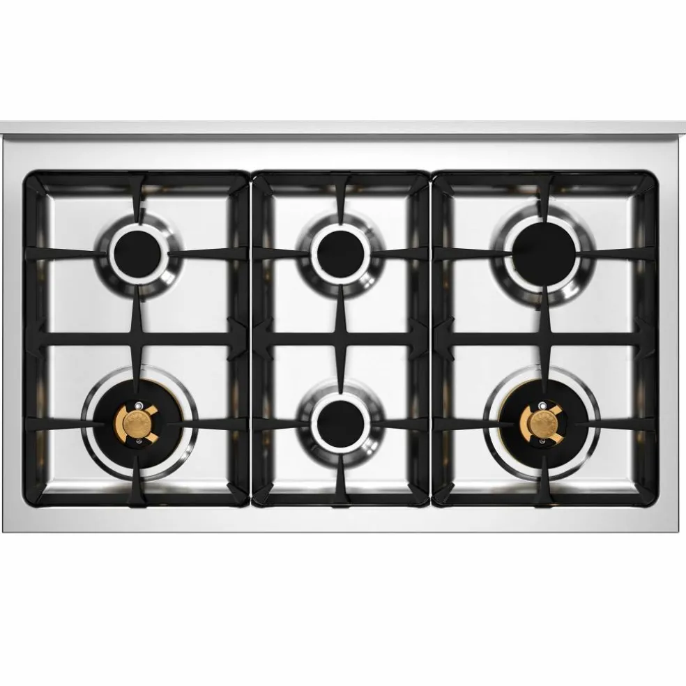 PRO106L2EXT2 Professional gasspis 100 cm med 6 brännare och 2 ugnar, rostfritt stål