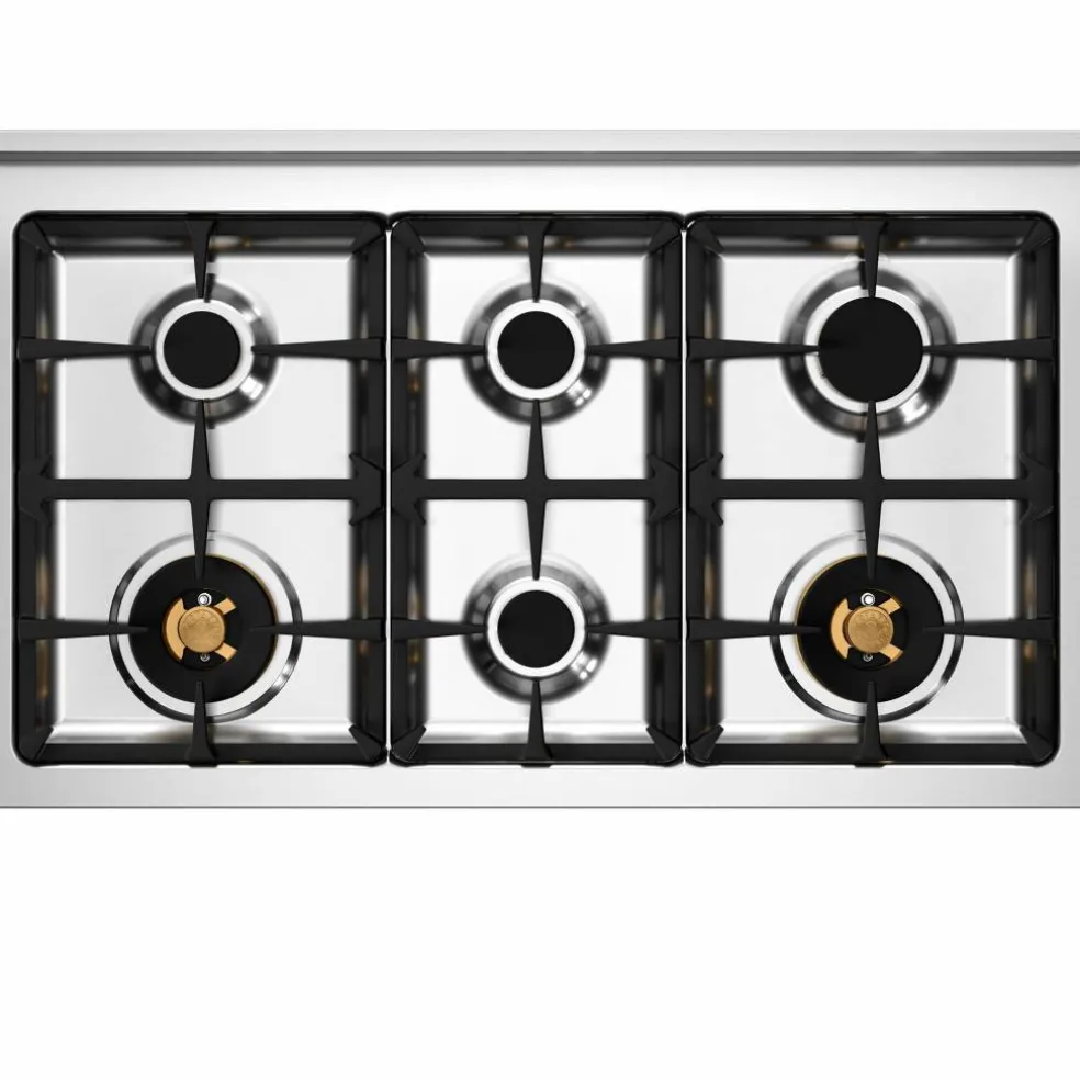 PRO106L2EXT2 Professional gasspis 100 cm med 6 brännare och 2 ugnar, rostfritt stål
