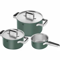 Pure grytset 3 delar + 2 lock, rostfritt stål, vit/cream
