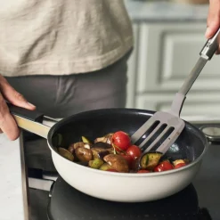 Pure stekpanna 24 cm, rostfritt stål, elfenbensvit