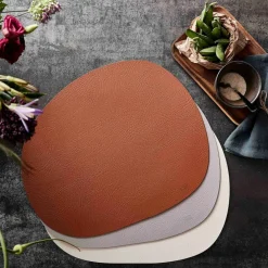 Raw återvunnet läder bordstablett brun