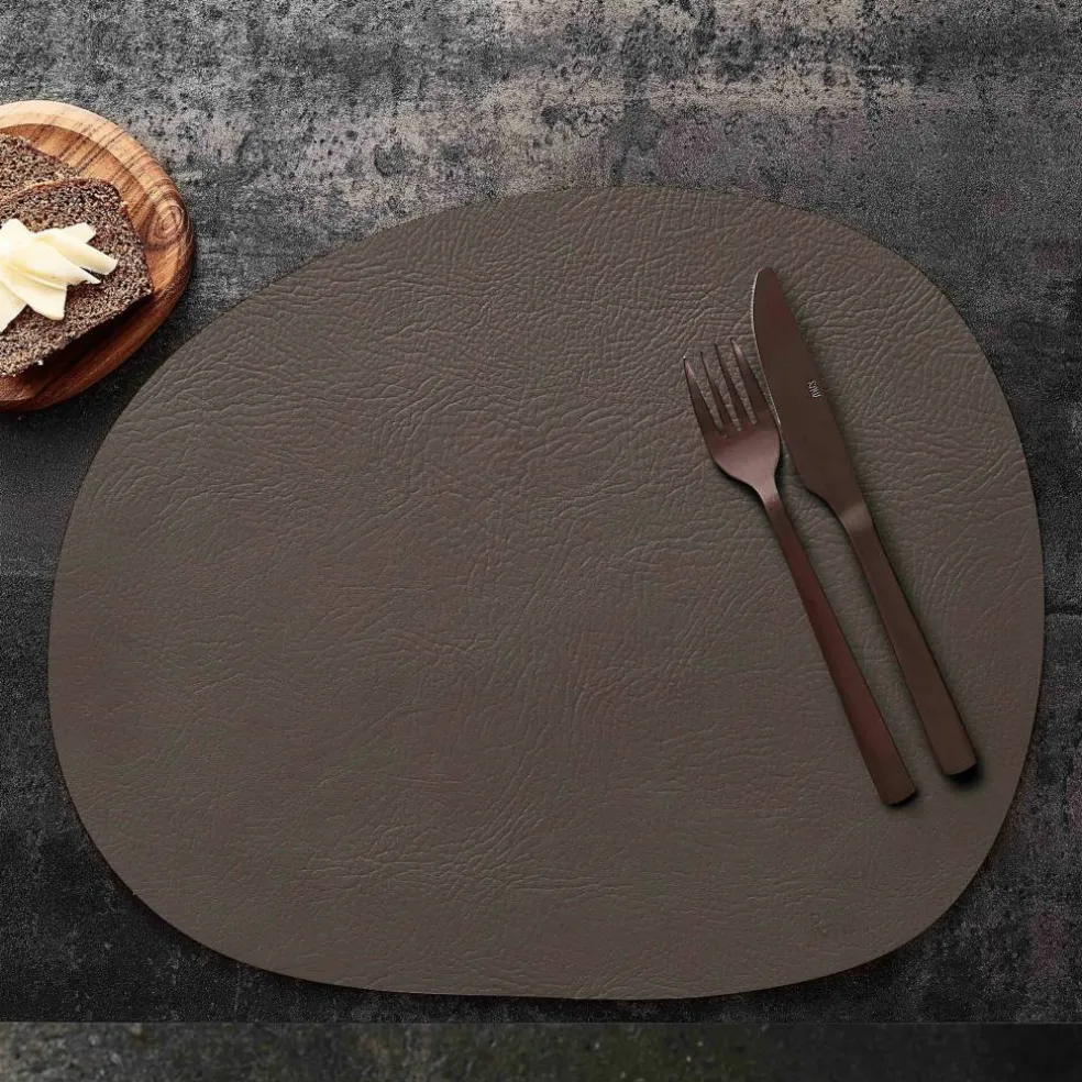 Raw återvunnet läder bordstablett brun