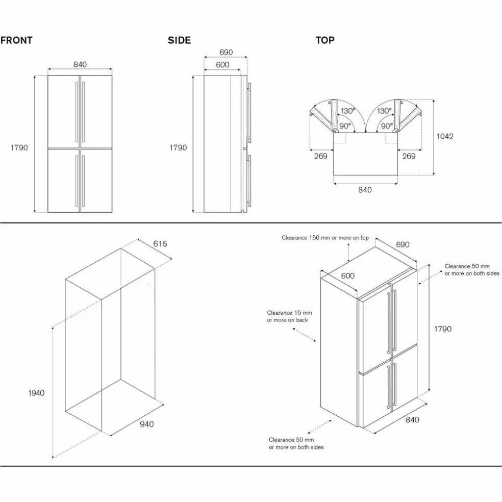 RCD84F4FXNCP kyl/frys, rostfritt stål