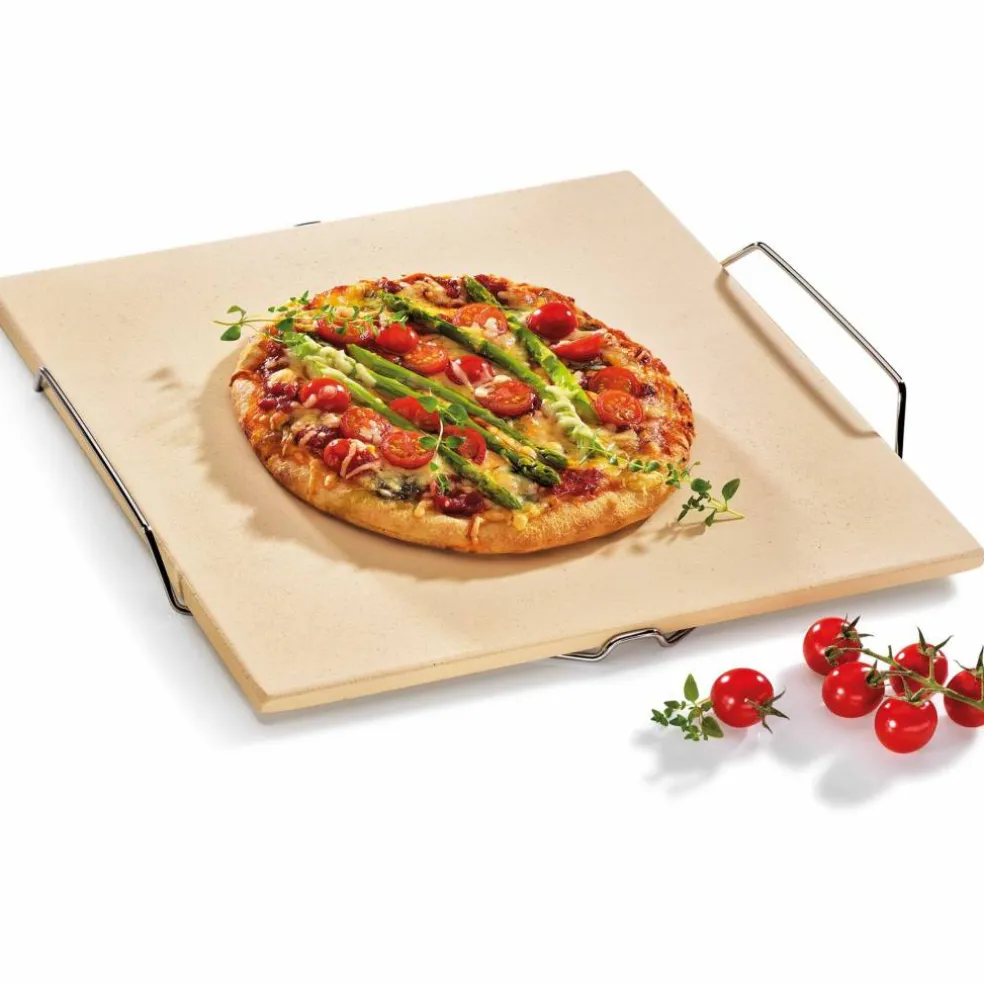 Rektangulär Pizzasten med stativ 38 cm.