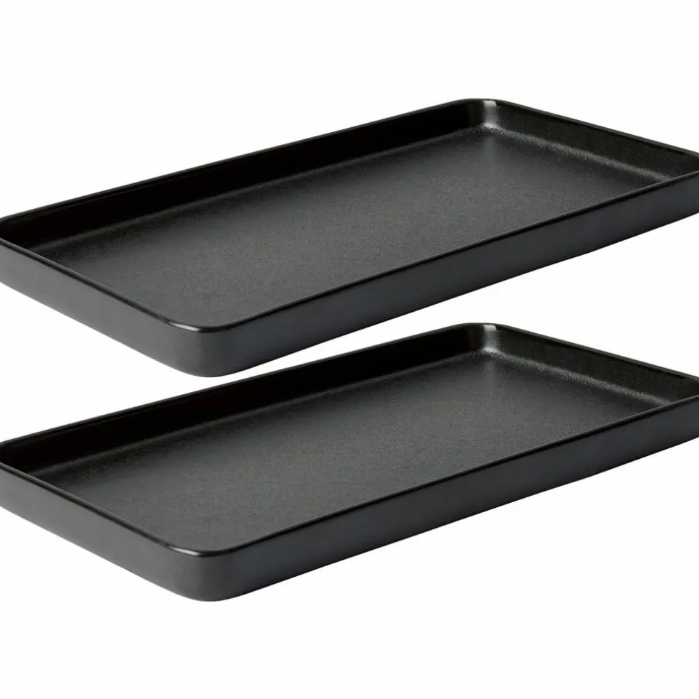 Rektangulär tallrik, 2-pack, 34 cm, titanium black