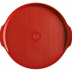 Räfflad pizzasten Ø40 cm, röd