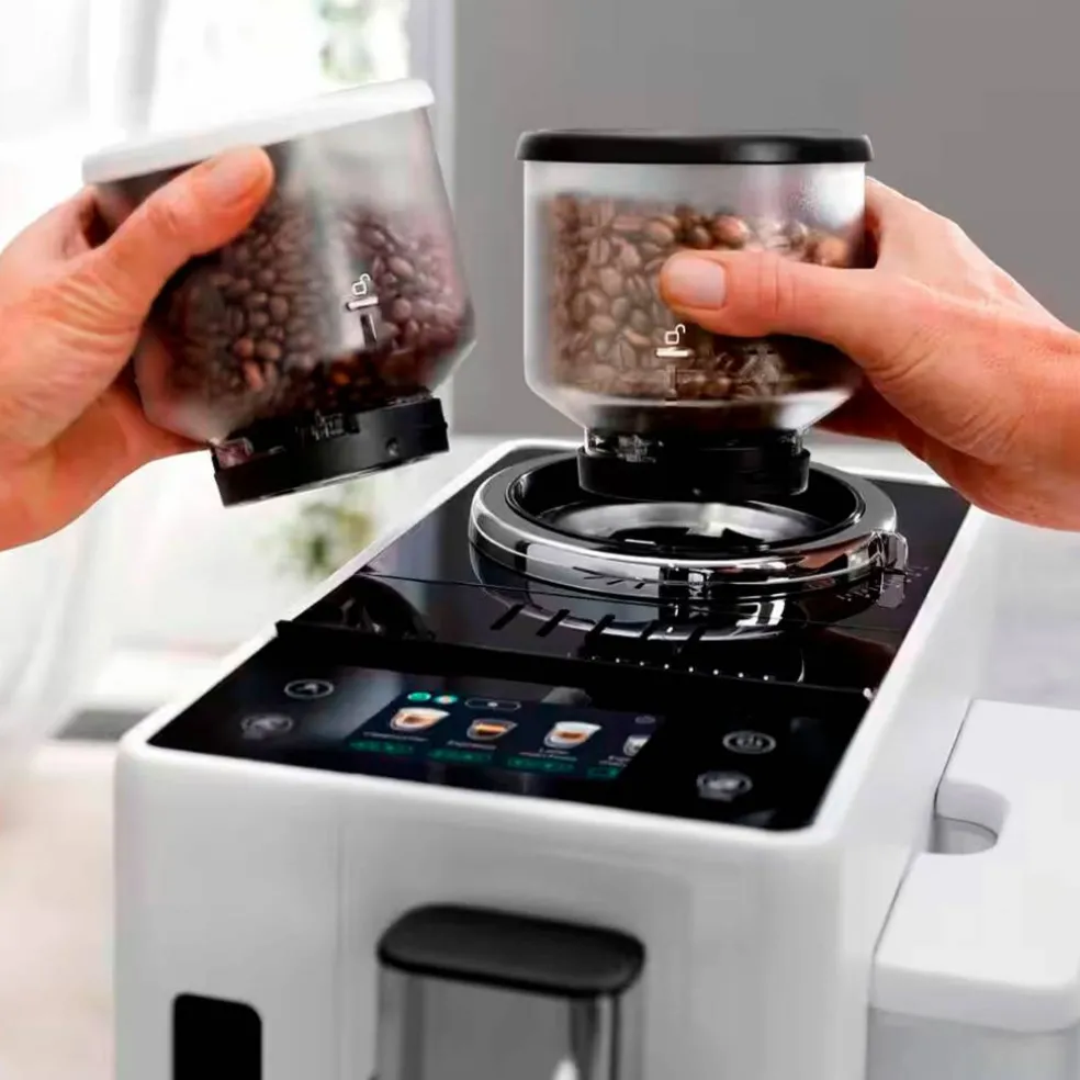 Rivelia Helautomatisk kaffemaskin, vit & 2 st kaffebönor DLSC600