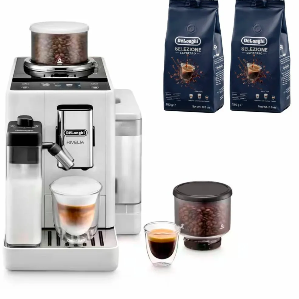 Rivelia Helautomatisk kaffemaskin, vit & 2 st kaffebönor DLSC600