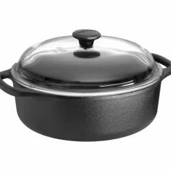 Rund Gryta 3 Liter Gjutjärn Glaslock