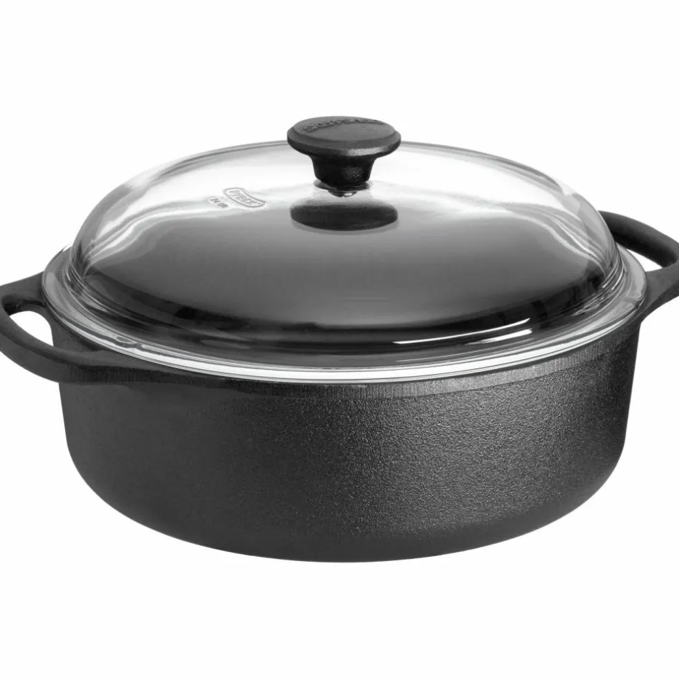 Rund Gryta 4 Liter Gjutjärn Glaslock