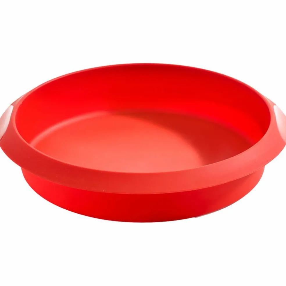 Rund kakform i silikon 24 cm, röd