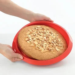 Rund kakform i silikon 24 cm, röd