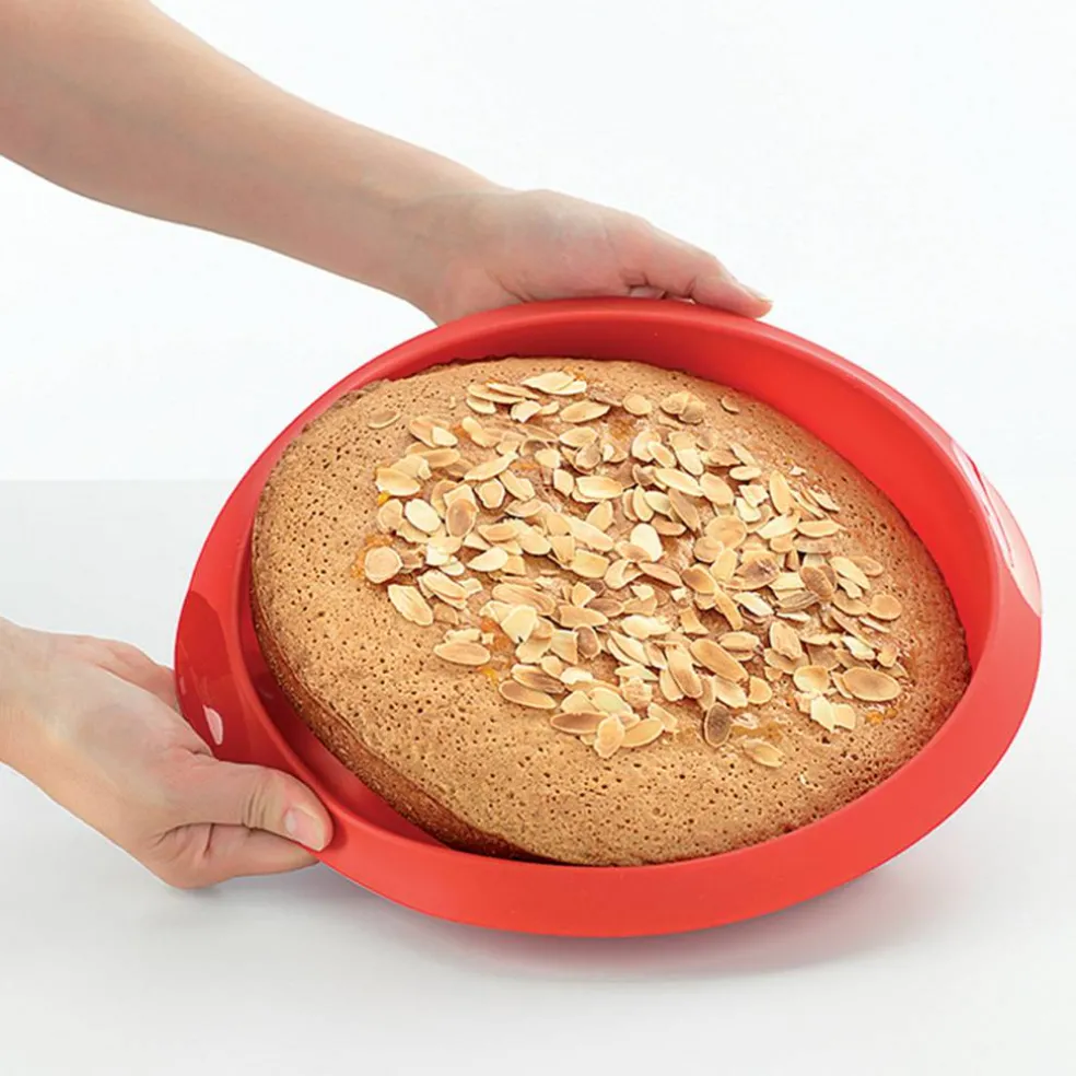 Rund kakform i silikon 24 cm, röd