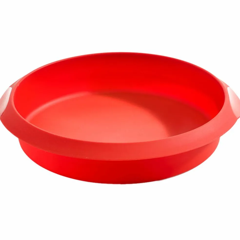 Rund kakform i silikon 26 cm, röd