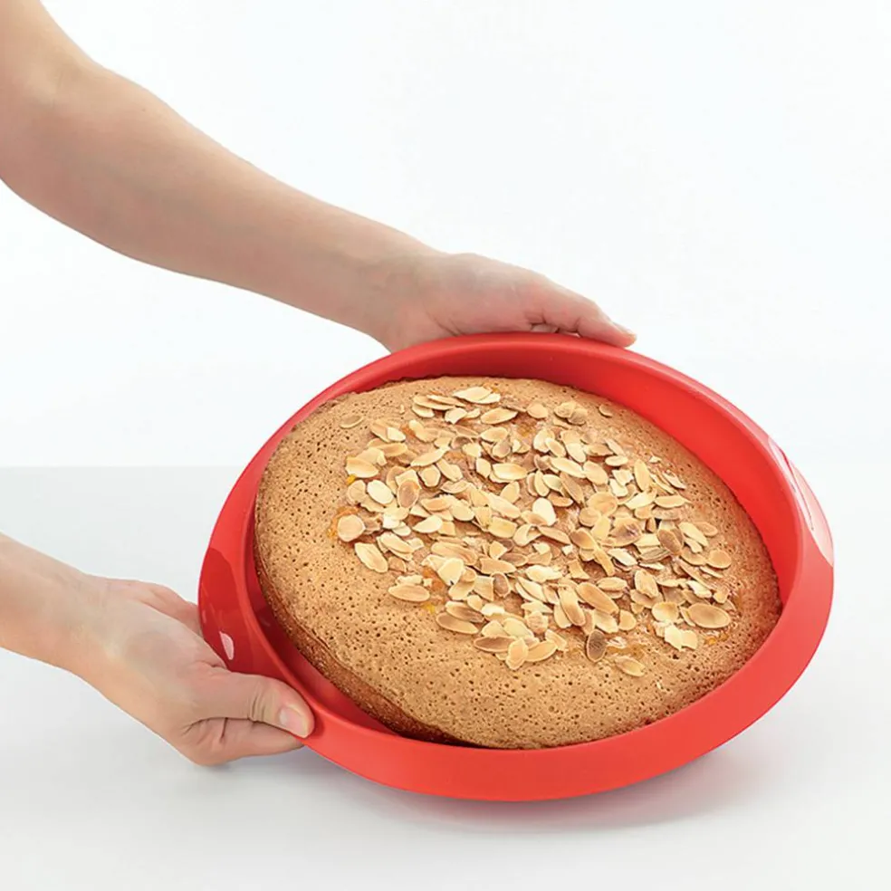 Rund kakform i silikon 26 cm, röd