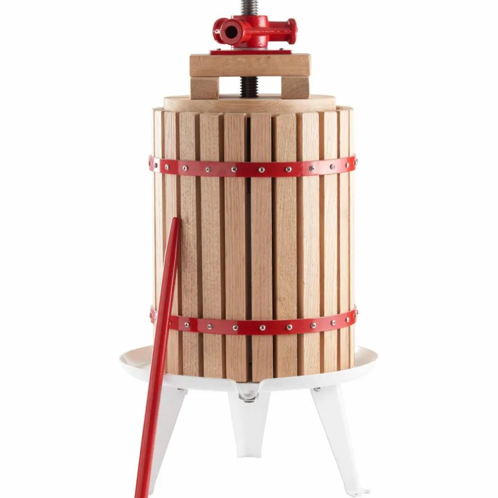 Saftpress 18 liter, röd/träfärgad