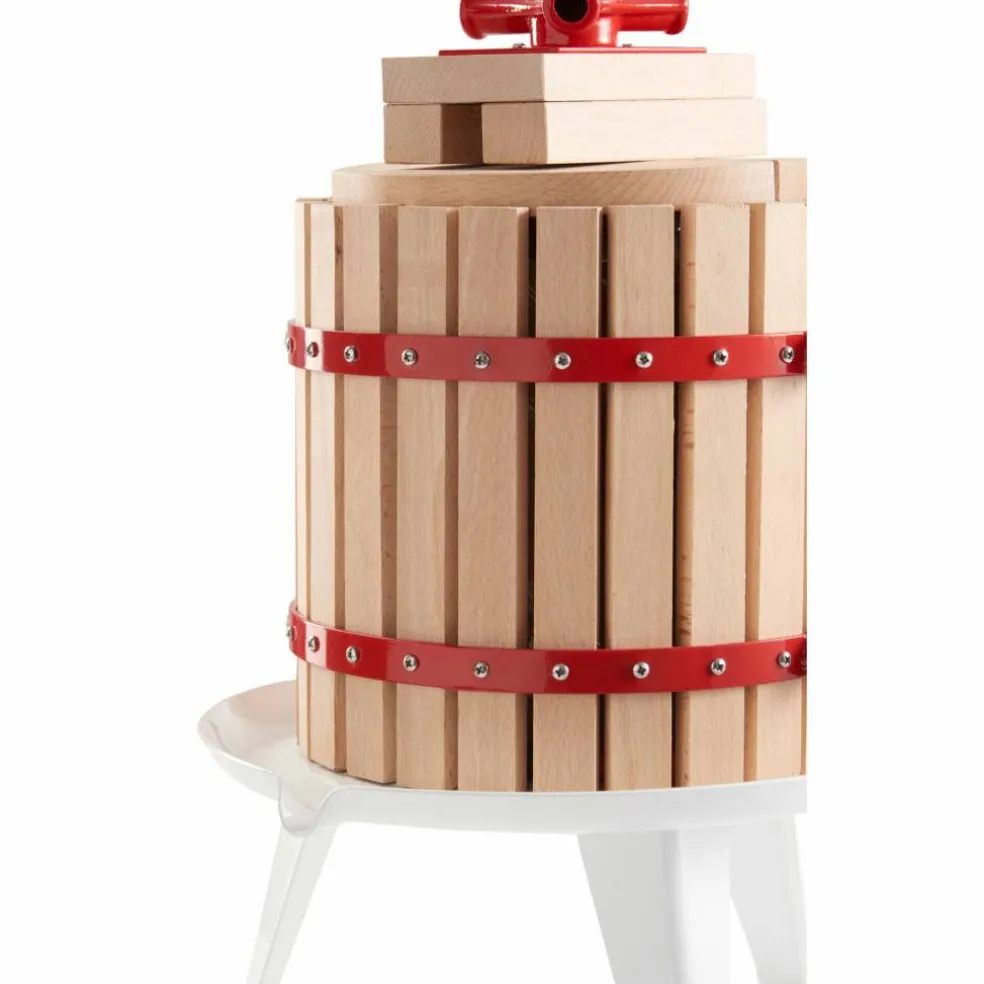 Saftpress 18 liter, röd/träfärgad