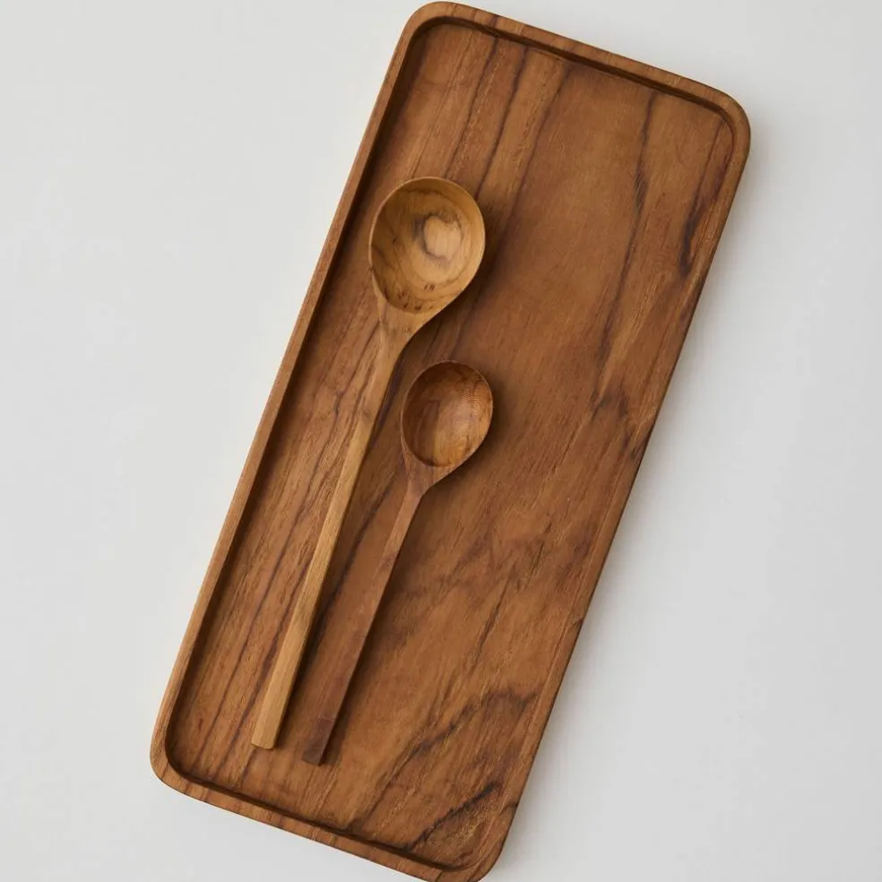Salladsset skedar, teak