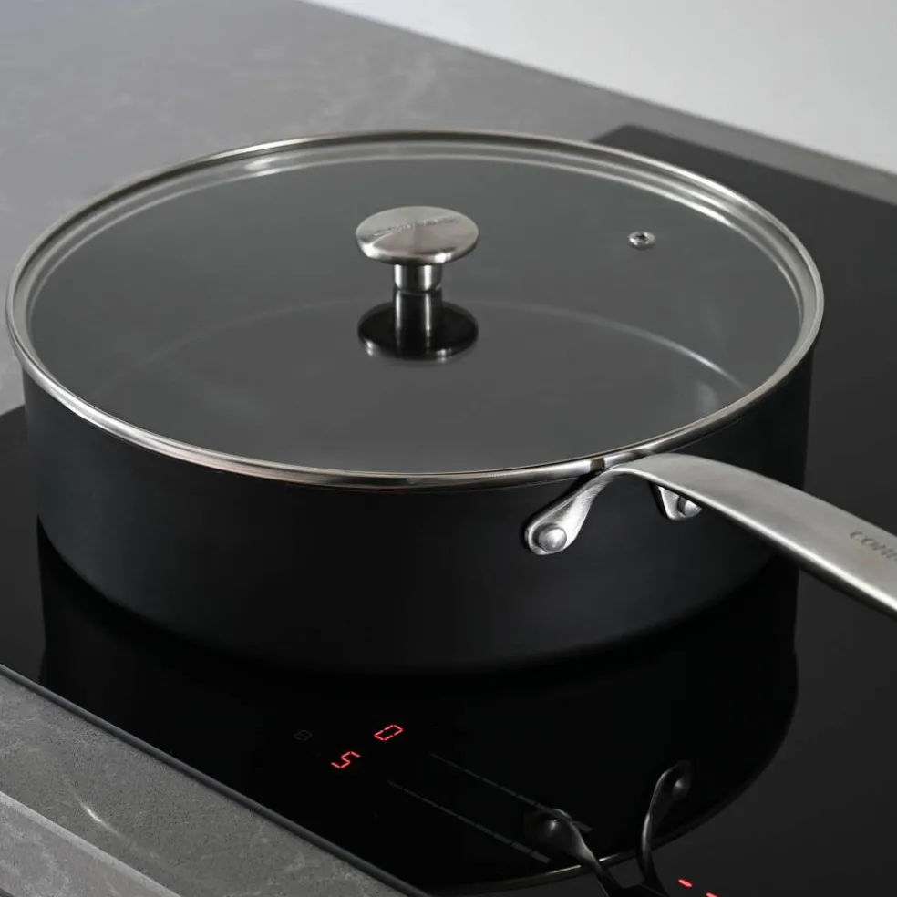 Sautépanna med stålhandtag 28 cm/5 liter, svart
