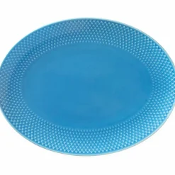Serveringsfat, oval, blå