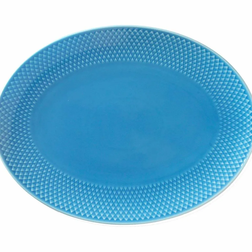 Serveringsfat, oval, blå