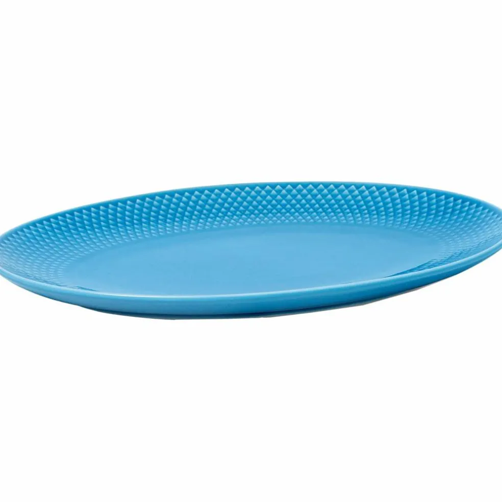 Serveringsfat, oval, blå