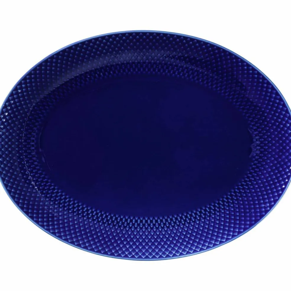 Serveringsfat, oval, mörkblå