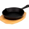 Serveringsgryta i gjutjärn 16 cm, underlägg i trä