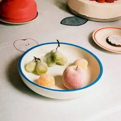 Serveringsskål, large, vit/blå