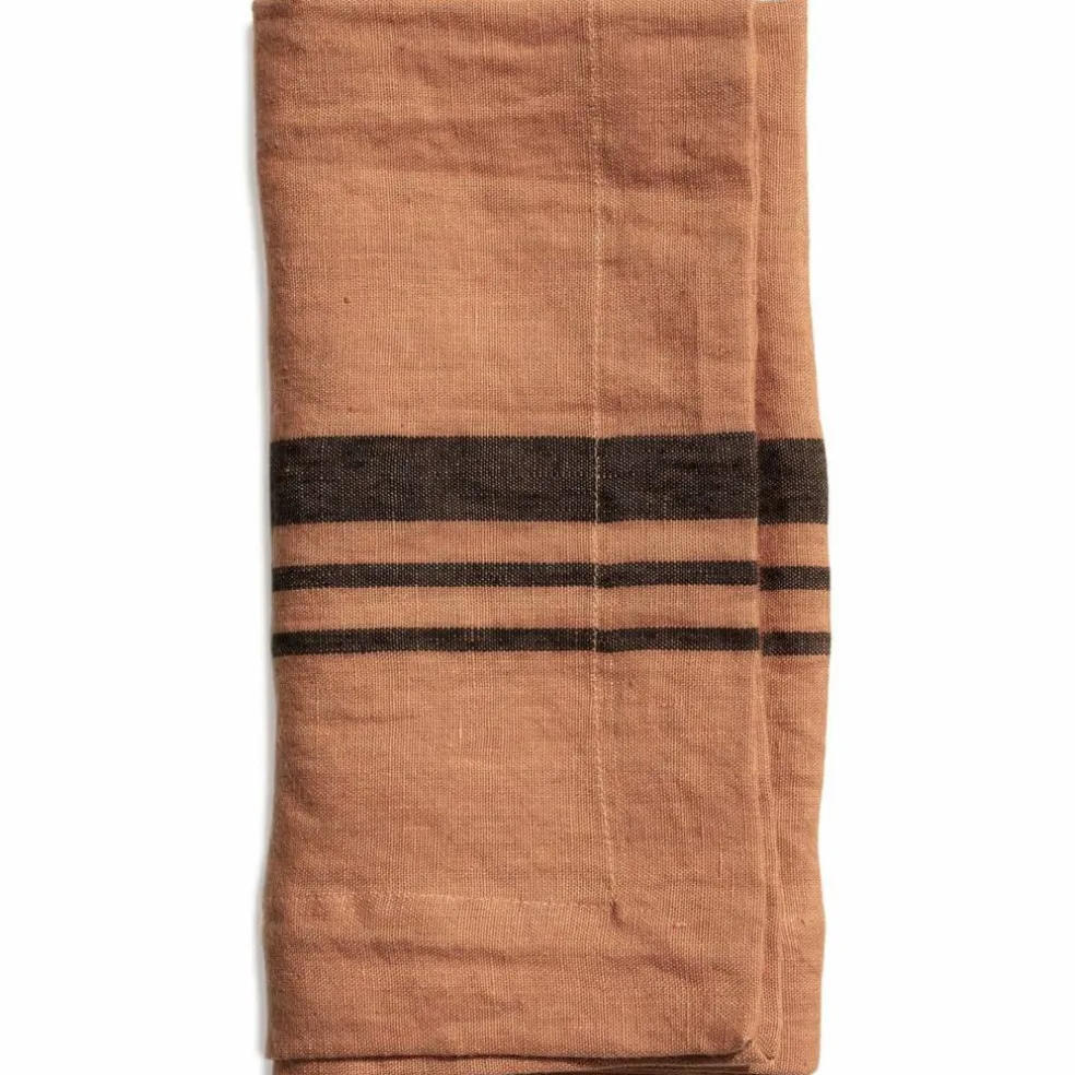 Servett LITTLEWOOD i linné, stripe, Dry Terracotta, 4-pack
