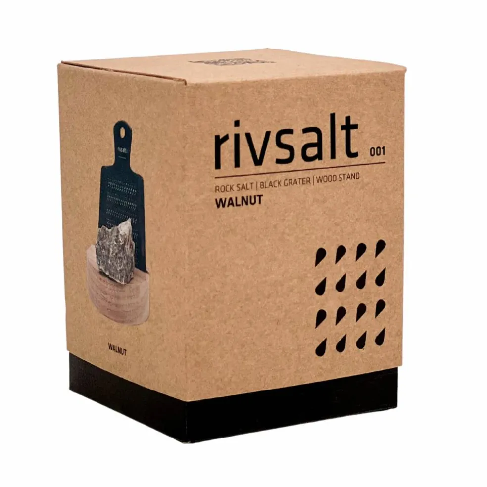 Set med rivjärn, bergsaltsten & bordsställ i valnötsträ