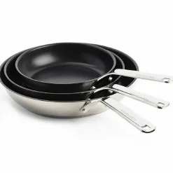 Set med stekpannor 20 cm + 24 cm + 28 cm, rostfritt stål