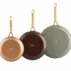 Shades stekpanneset 3 delar, taupe/pastel green/moroccan green