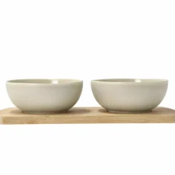 Shoku bambubricka med 3 skålar 32x10 cm, soft beige