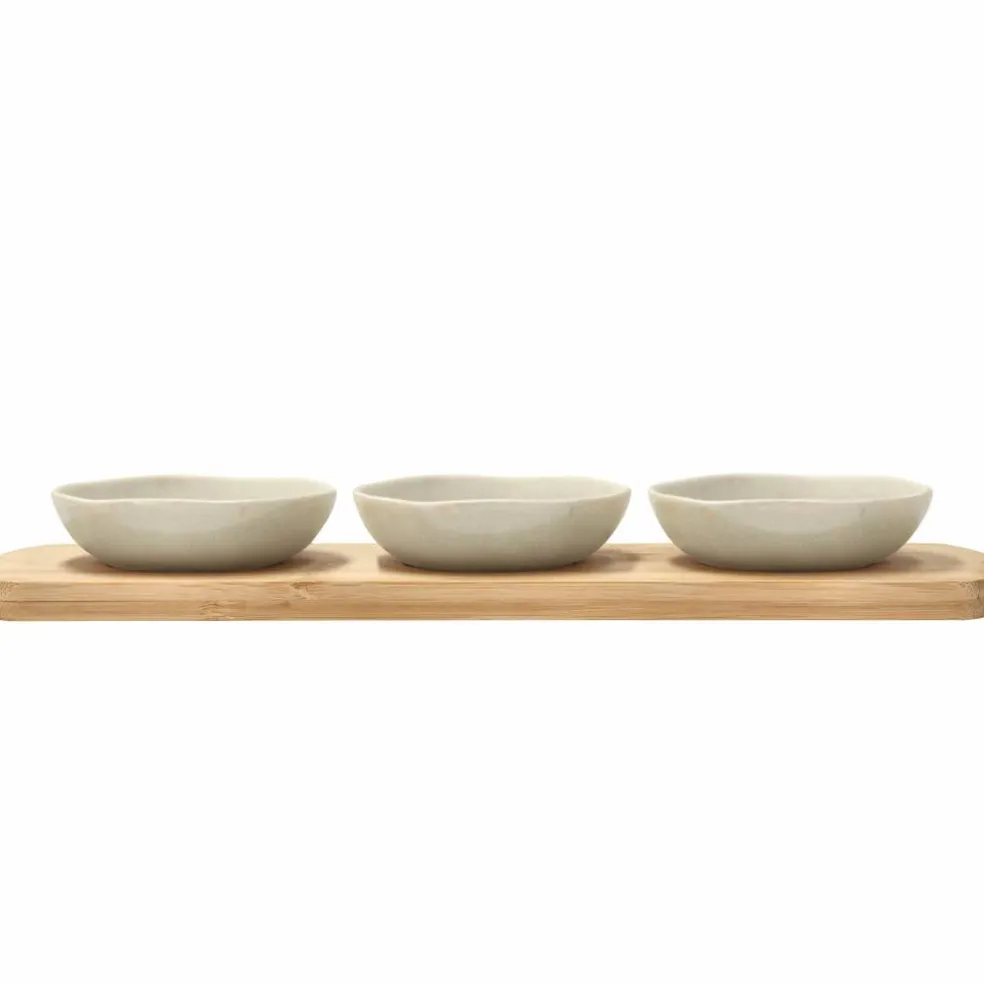 Shoku bambubricka med 2 skålar 28,5x13 cm, soft beige