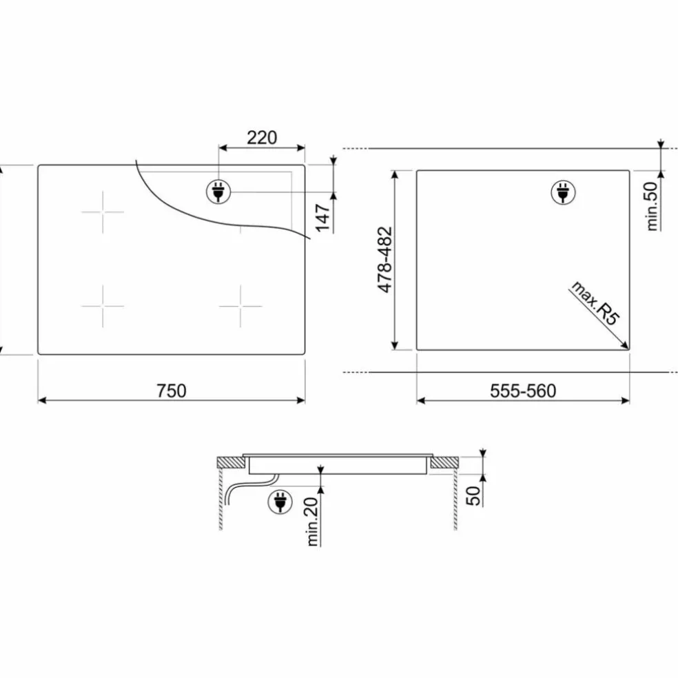 SI1M4744D Induktionshäll Classic Svart 70CM