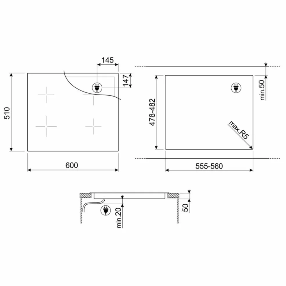 SIM3644N induktionshäll 60 cm med EVO Slider, 4 zoner