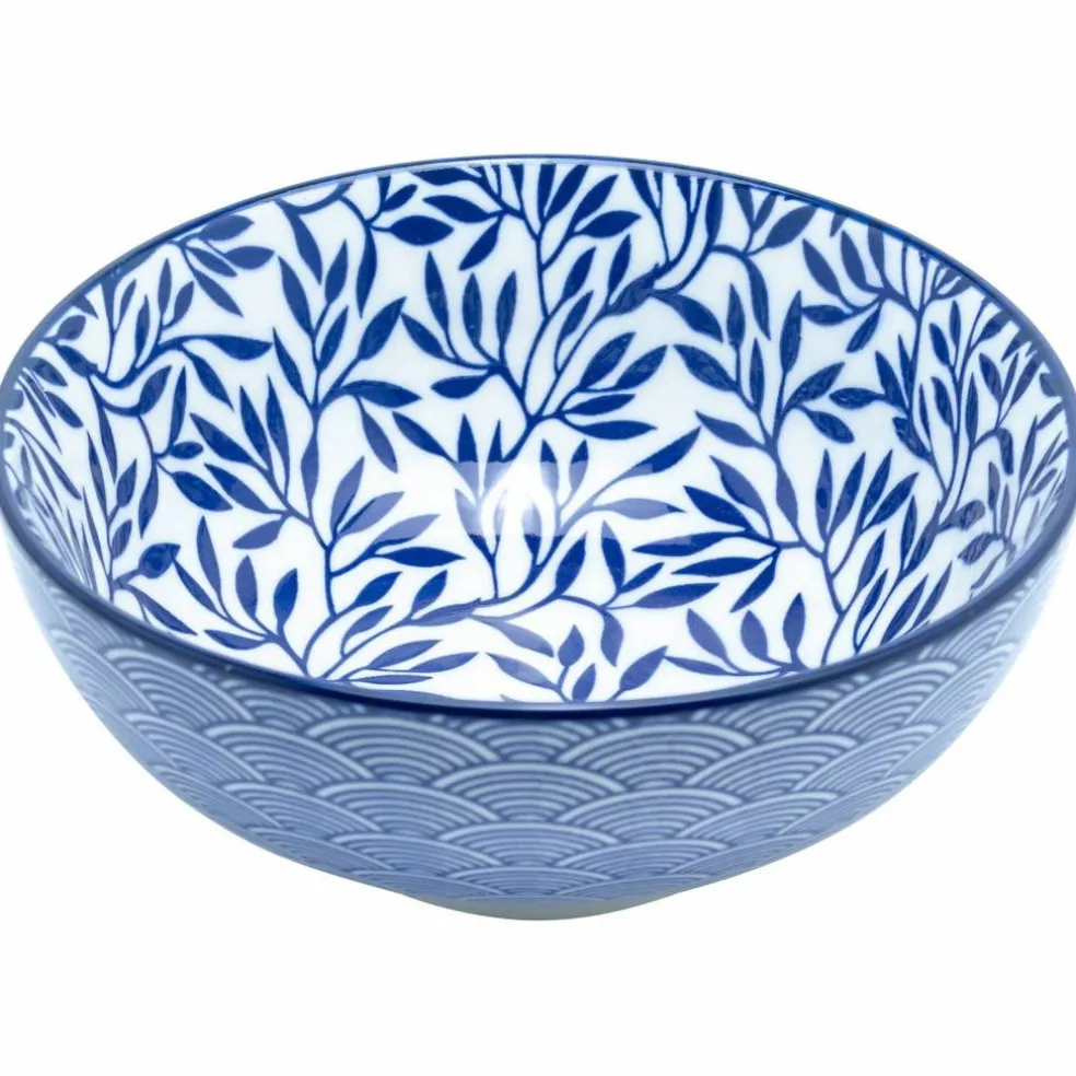 Skål 21 cm 4-pack, blå/vit