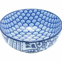 Skål 21 cm 4-pack, blå/vit