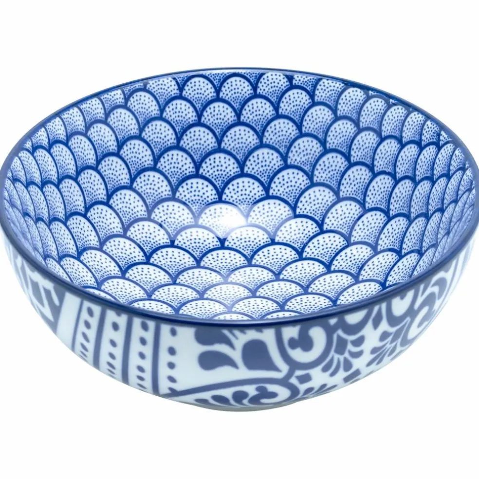 Skål 21 cm 4-pack, blå/vit
