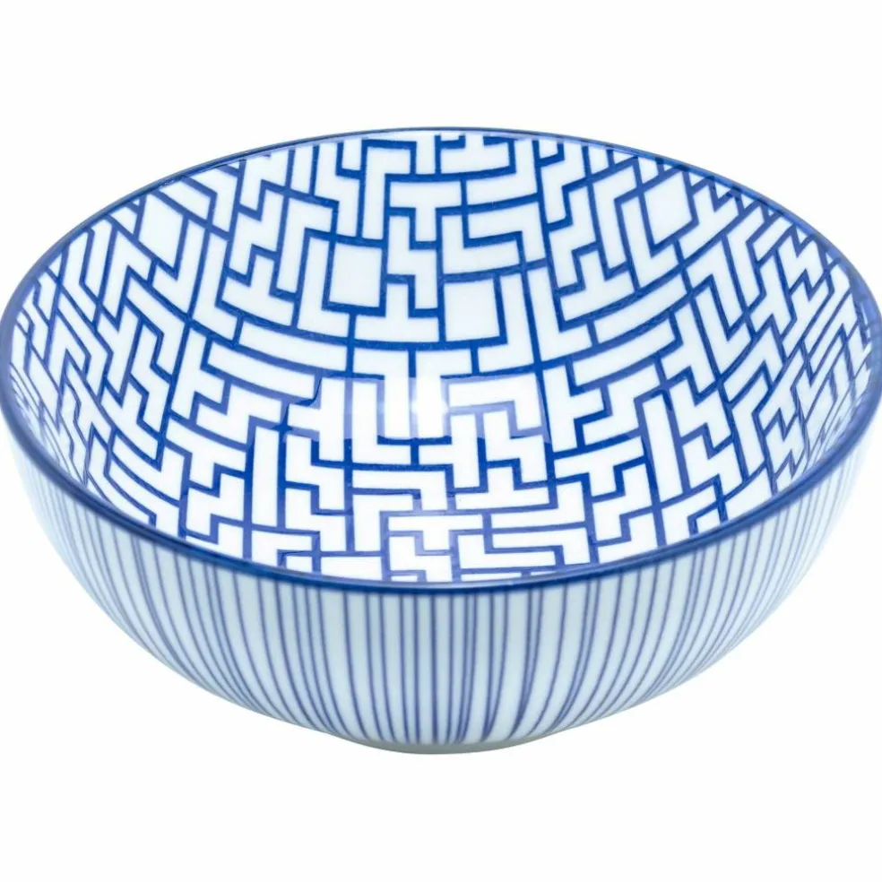 Skål 21 cm 4-pack, blå/vit