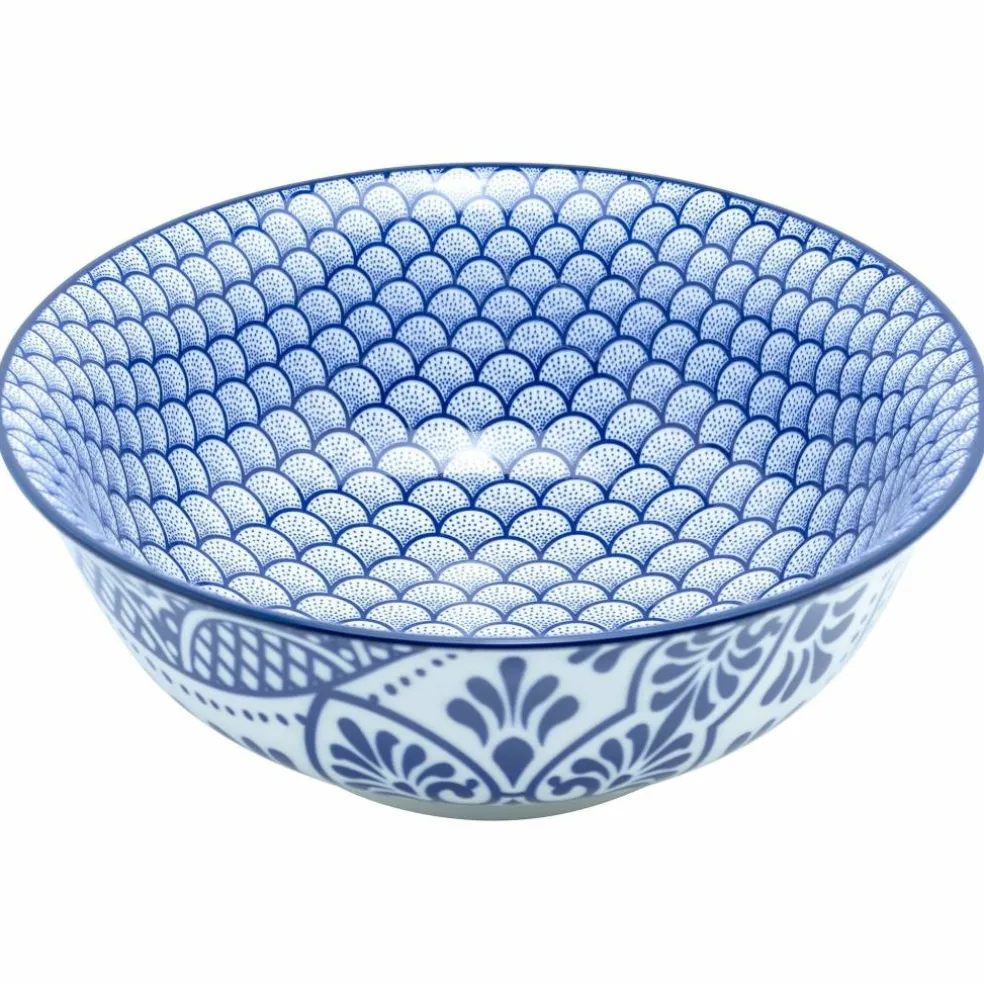 Skål 21 cm 4-pack, blå/vit