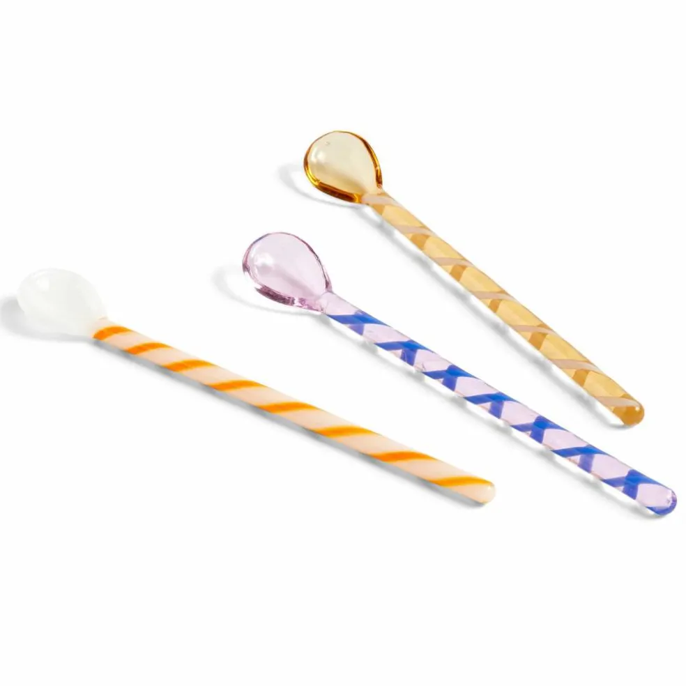 Spice glasskedar 3-pack, 12 cm, bärnsten/ljusrosa/vit