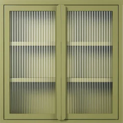 Store vägghängt vitrinskåp 60 x 60 cm, moss green