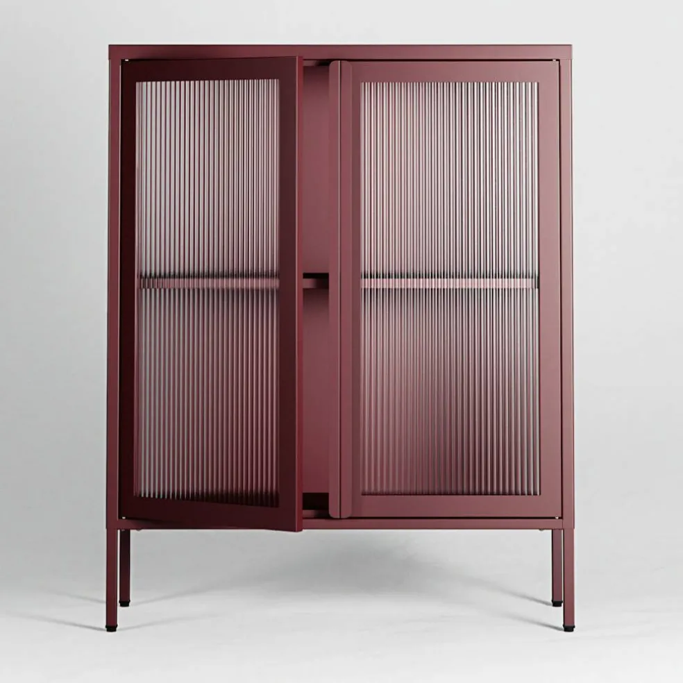 Store vitrinskåp 90 x 110 cm, bordeaux