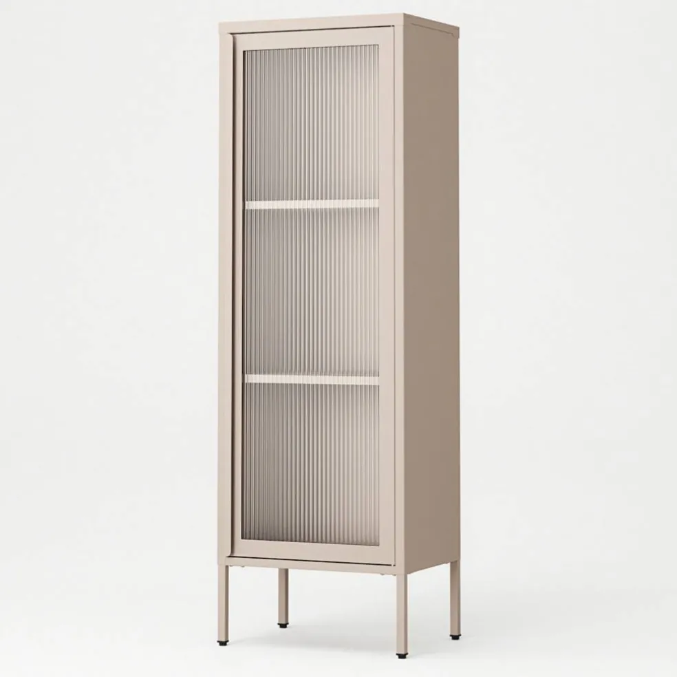 Store vitrinskåp 50 x 150 cm, pebble grey
