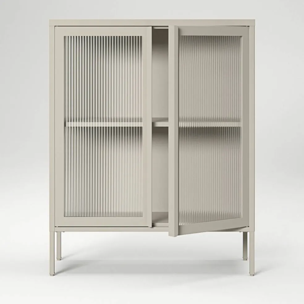 Store vitrinskåp 90 x 110 cm, pebble grey