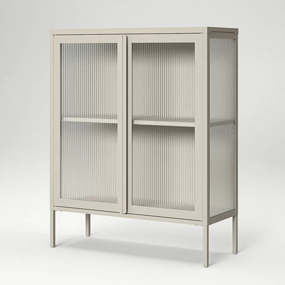 Store vitrinskåp 90 x 110 cm, pebble grey