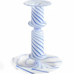 Stripe Milk ljusstake, medium, blå